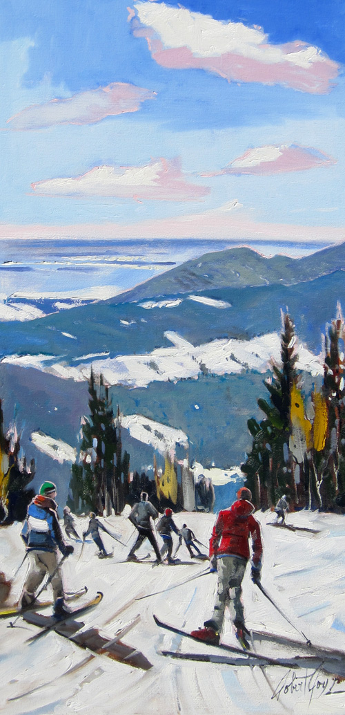 skiing painting art robert roy